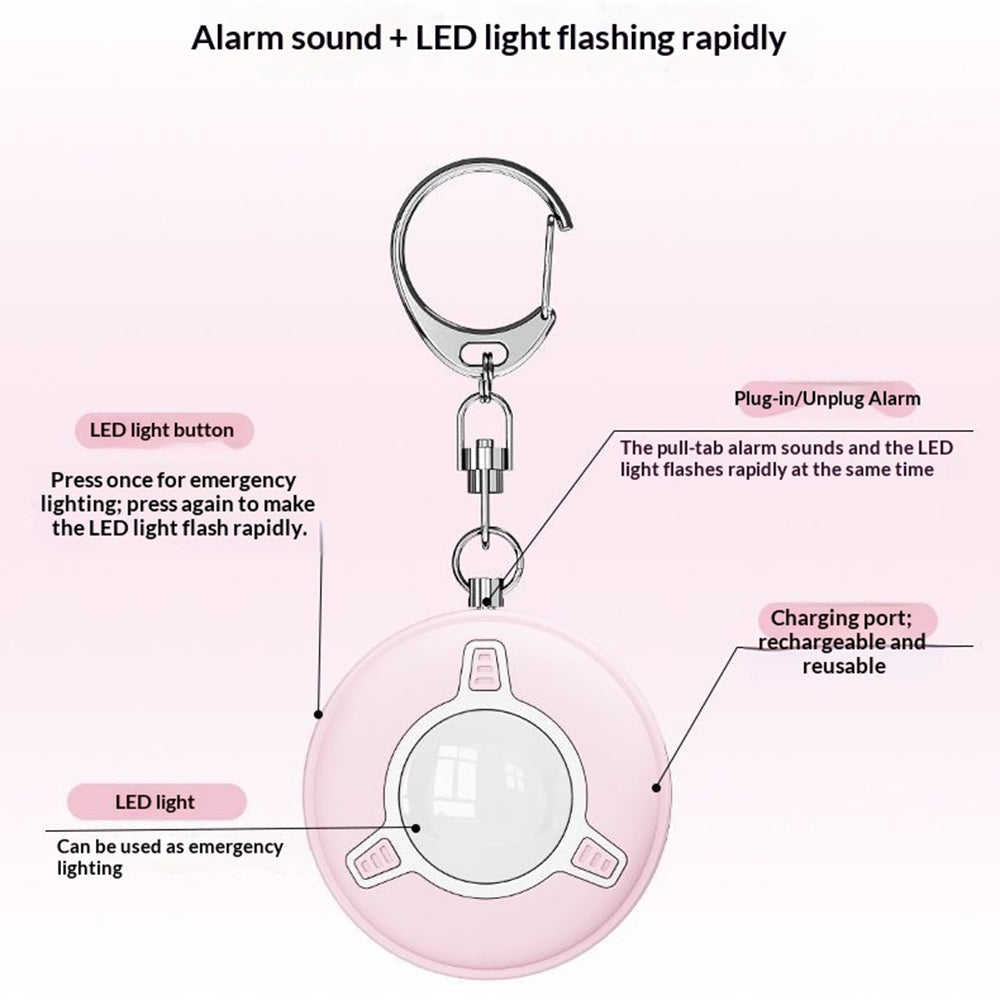 SC300 130dB Personal Safety Alarm with LED Strobe Flashlight USB-C Rechargeable