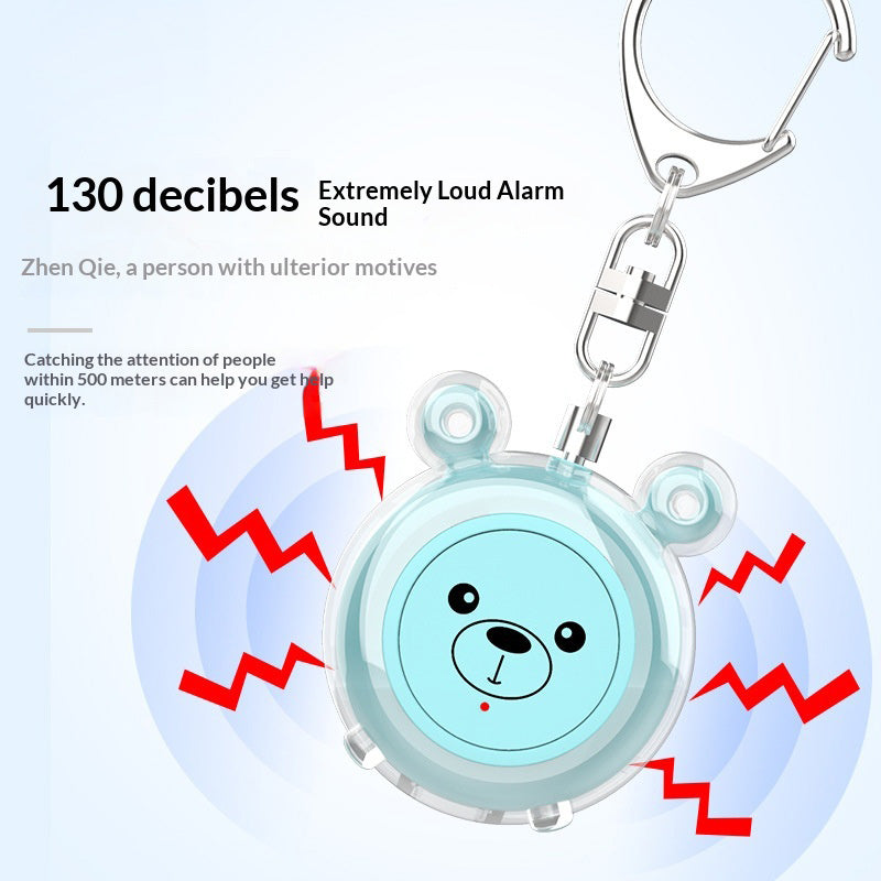 130dB Personal Safety Alarm Cartoon Bear Design Dual Mode SOS Type-C Rechargeable with LED Flashlight for Women