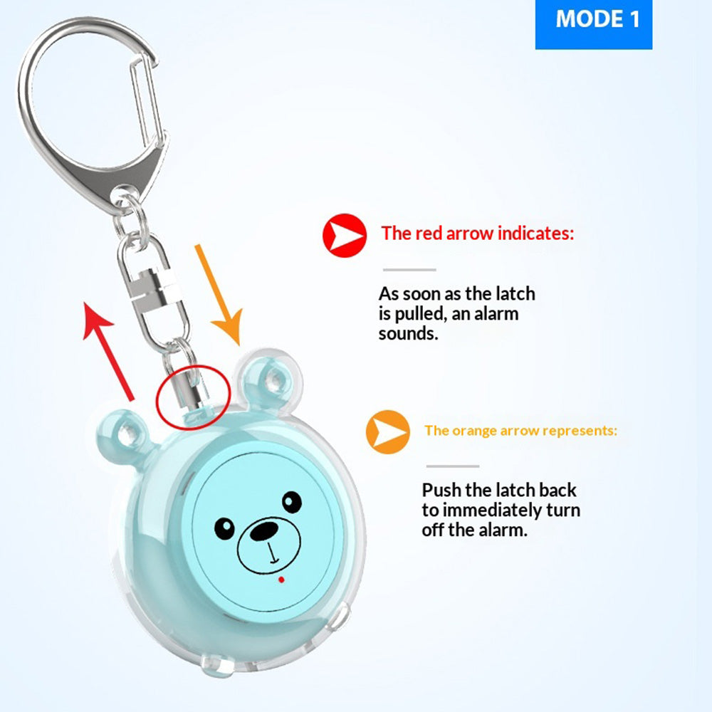 130dB Personal Safety Alarm Cartoon Bear Design Dual Mode SOS Type-C Rechargeable with LED Flashlight for Women