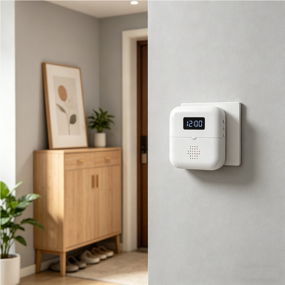 306 Wireless Doorbell Hand Wave Sensor RGB Light Ring Warm LED Night Light, EU Plug
