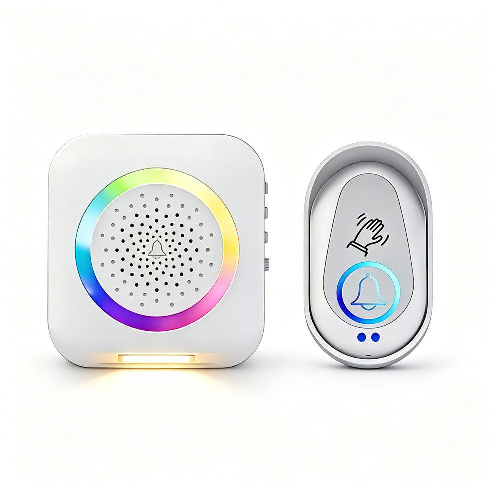 306 Wireless Doorbell Hand Wave Sensor RGB Light Ring Warm LED Night Light, EU Plug