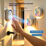 306 Wireless Doorbell Hand Wave Sensor RGB Light Ring Warm LED Night Light, EU Plug