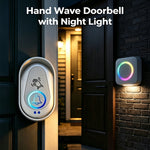 306 Wireless Doorbell Hand Wave Sensor RGB Light Ring Warm LED Night Light, EU Plug