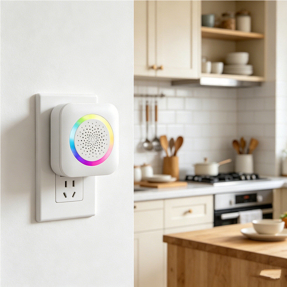 306 Wireless Doorbell Hand Wave Sensor RGB Light Ring Warm LED Night Light, EU Plug