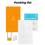 SMATRUL TMW403 US Plug Tuya 433MHZ WiFi Smart Touch Tempered Glass Wall Switch Light Timing Countdown Remote Control for Alexa Google Home, 4 Gang WiFi