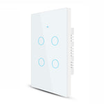 SMATRUL TMW403 US Plug Tuya 433MHZ WiFi Smart Touch Tempered Glass Wall Switch Light Timing Countdown Remote Control for Alexa Google Home, 4 Gang WiFi