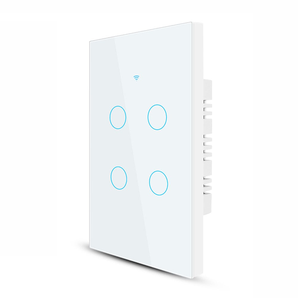 SMATRUL TMW403 US Plug Tuya 433MHZ WiFi Smart Touch Tempered Glass Wall Switch Light Timing Countdown Remote Control for Alexa Google Home, 4 Gang WiFi