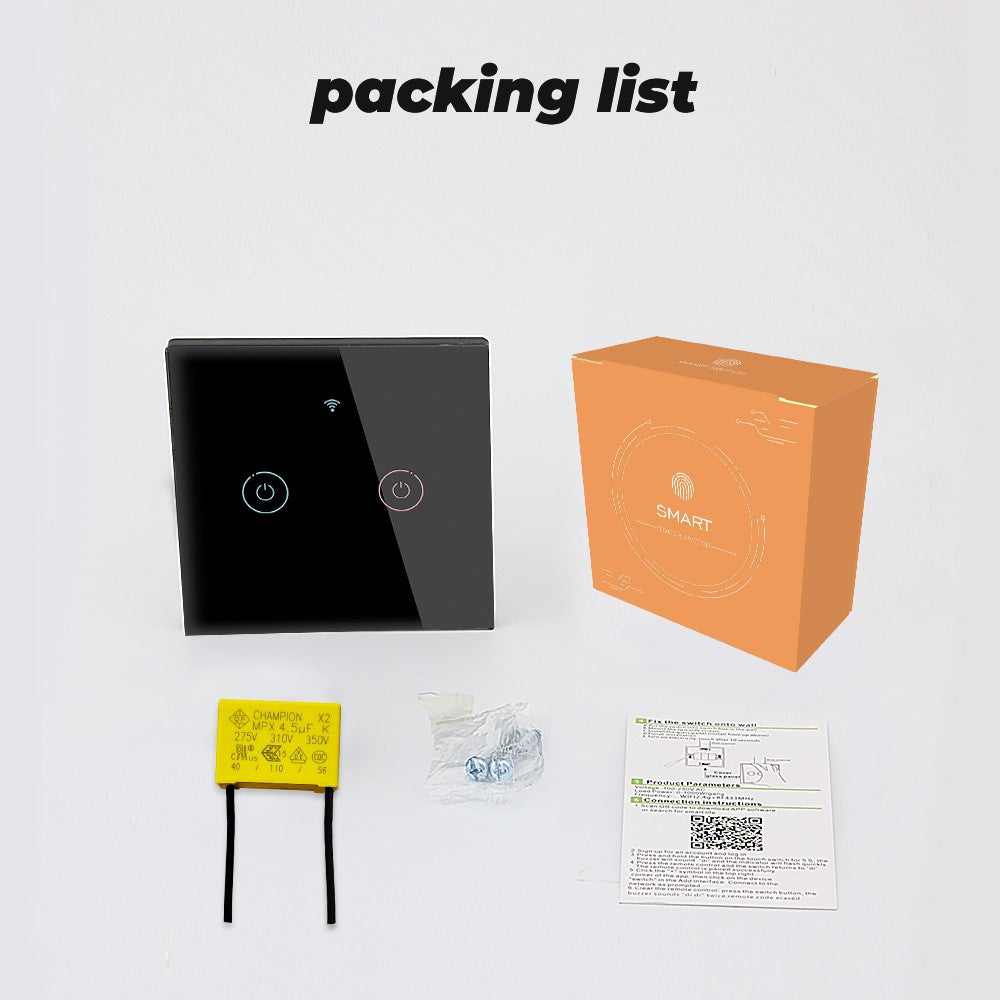 SMATRUL TMW401 Tuya WiFi 433MHZ EU Plug Wireless Touch Wall Switch for Google Home Alexa, 2 Gang WiFi