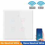 SMATRUL TMW401 EU Plug Tuya WiFi 433MHZ Wireless Touch Wall Switch for Google Home Alexa, 4 Gang WiFi