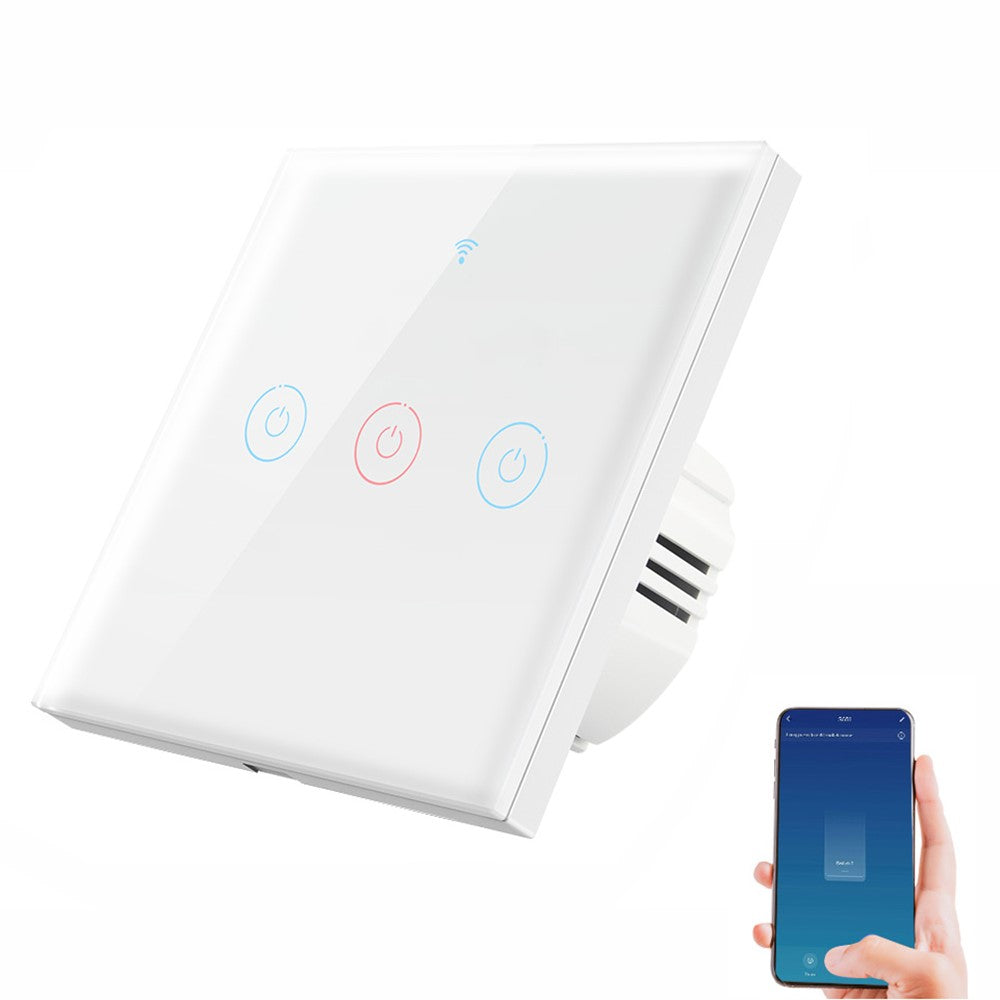 SMATRUL TMW-01 EU Plug Tuya WiFi Smart Touch Light Switch Wall Remote Control for Alexa Google Home, 3 Gang WiFi