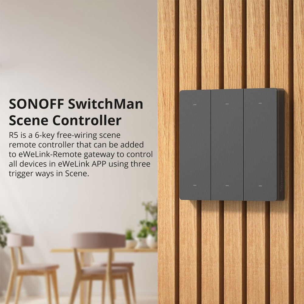 SONOFF R5 Smart WiFi trådløs berøringsvægfjernbetjeningskontakt 6-gang lyskontakt Scenelysstyring