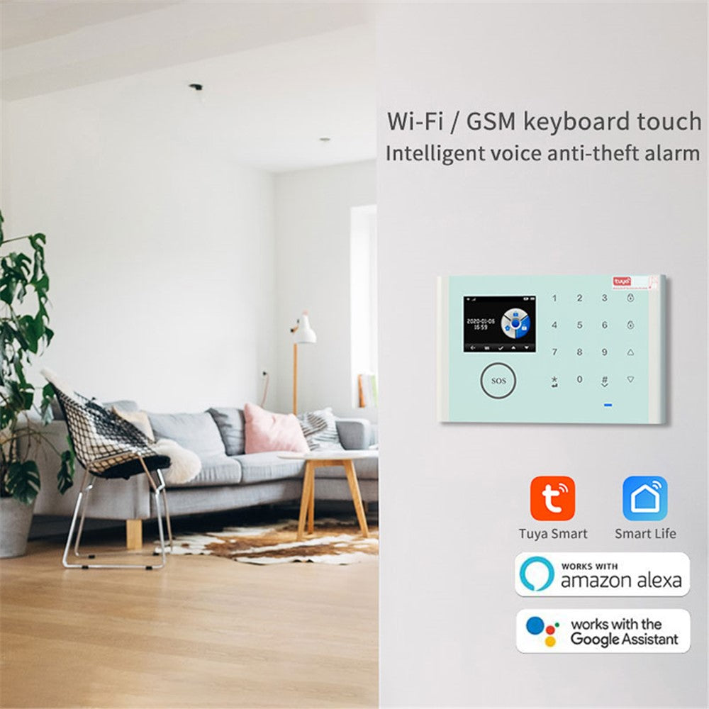 CS118 WiFi GSM Stöldskydd Inbrottslarm Smart Larmsystem 3 Dörr Magnetiska Sensorer 2 Fjärrkontroller Pekskärm Värd Tuya App Röststyrning Säkerhetssystem