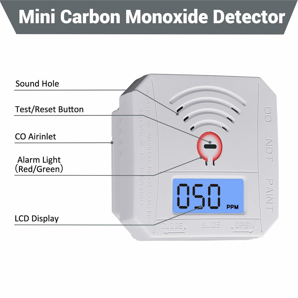 Mini Carbon Monoxide Detector with LCD Display Home Safety CO Alarm Sensor