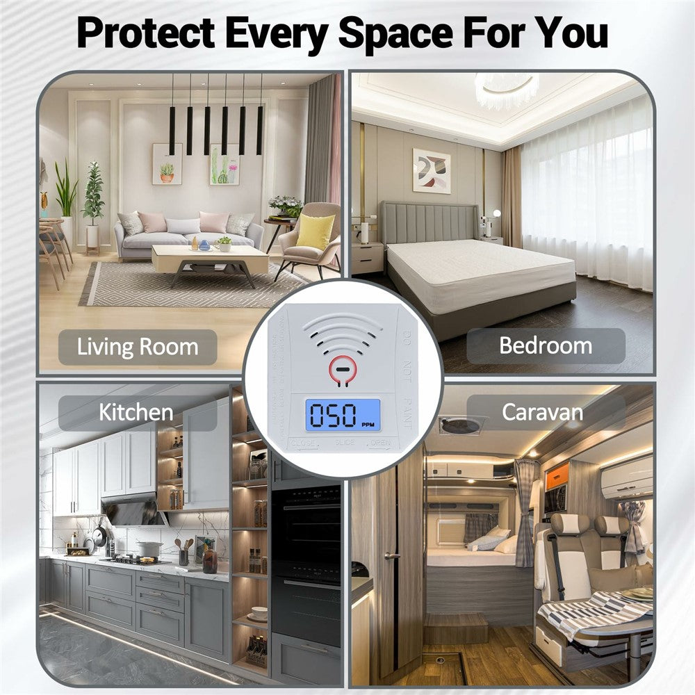 Mini Carbon Monoxide Detector with LCD Display Home Safety CO Alarm Sensor