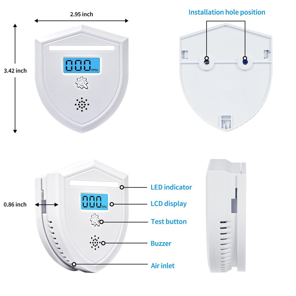 Carbon Monoxide Detector Home CO Alarm Digital Display 85dB Alert High Precision Sensor
