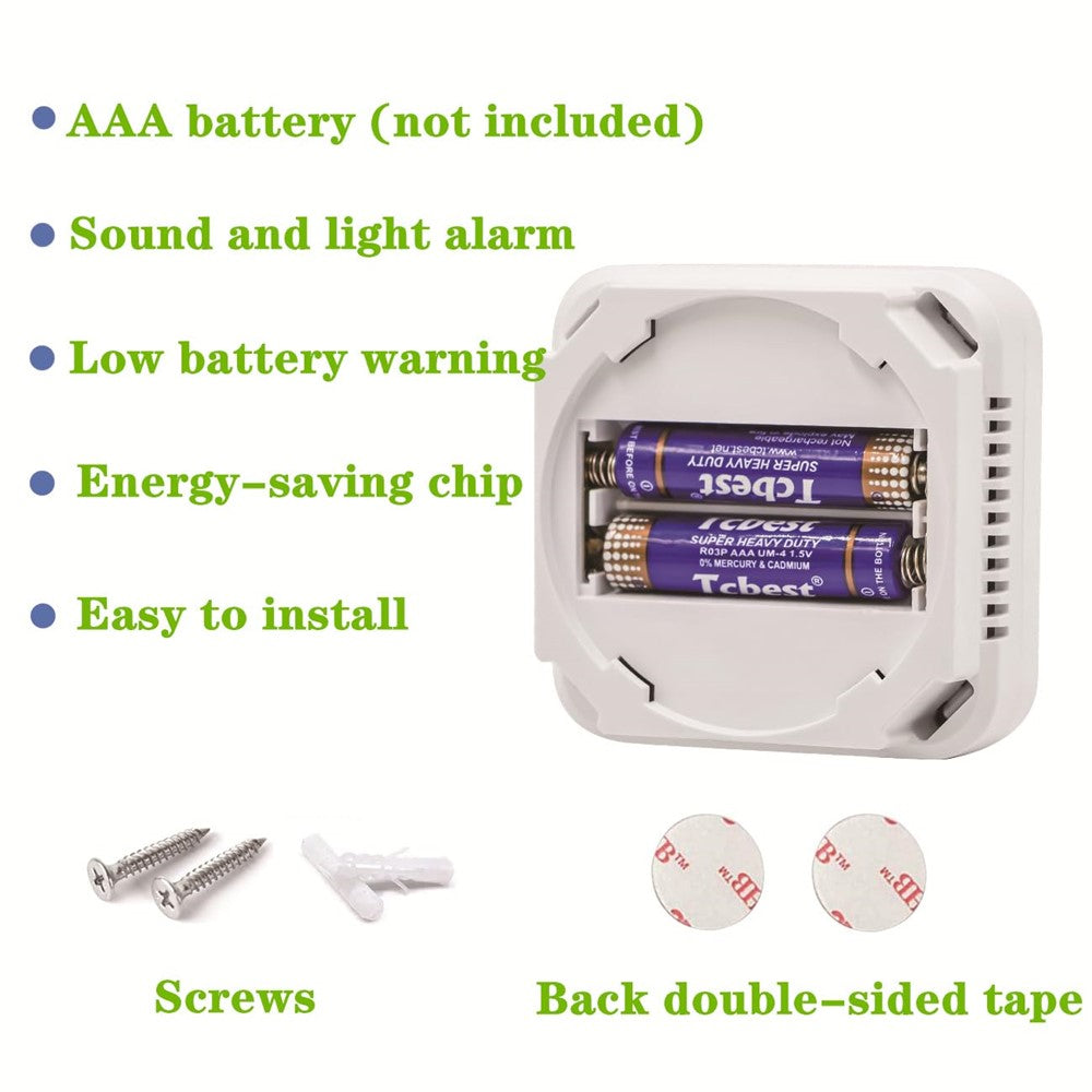 Carbon Monoxide Detector with LCD Display Battery Powered Home CO Alarm Sensor