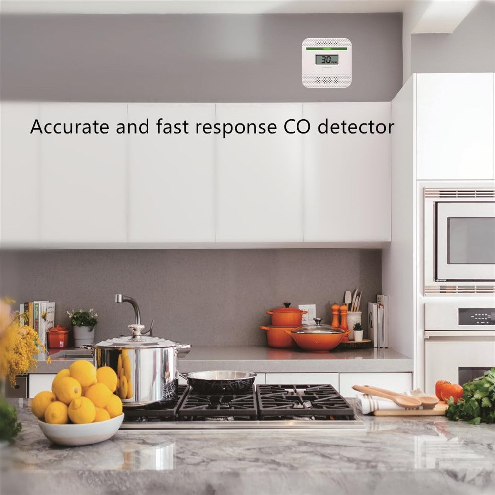 Carbon Monoxide Detector with LCD Display Battery Powered Home CO Alarm Sensor