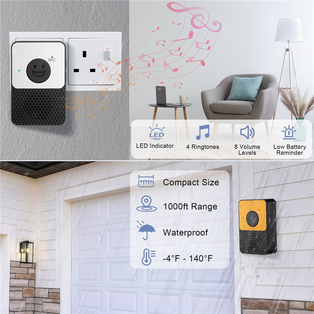 D30 Wireless Voice Intercom Doorbell Volume Adjustable Two Way Talk Door Bell