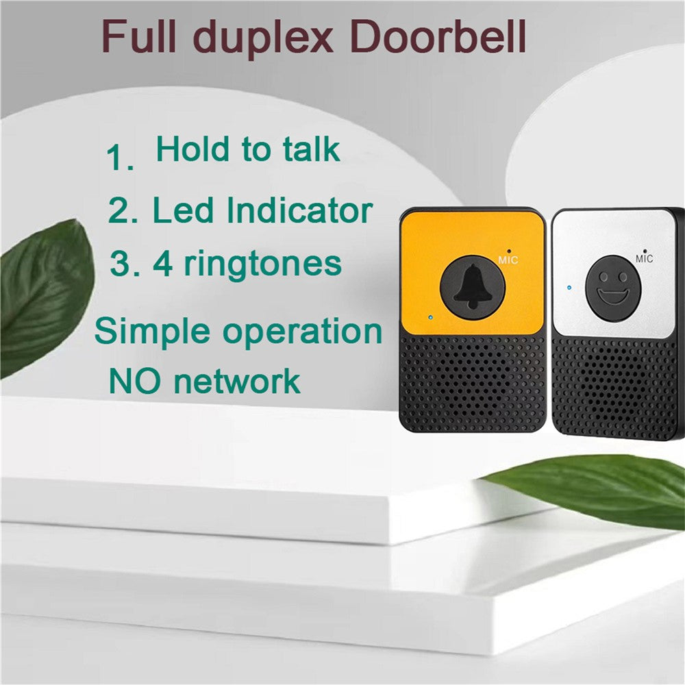 D30 Wireless Voice Intercom Doorbell Volume Adjustable Two Way Talk Door Bell