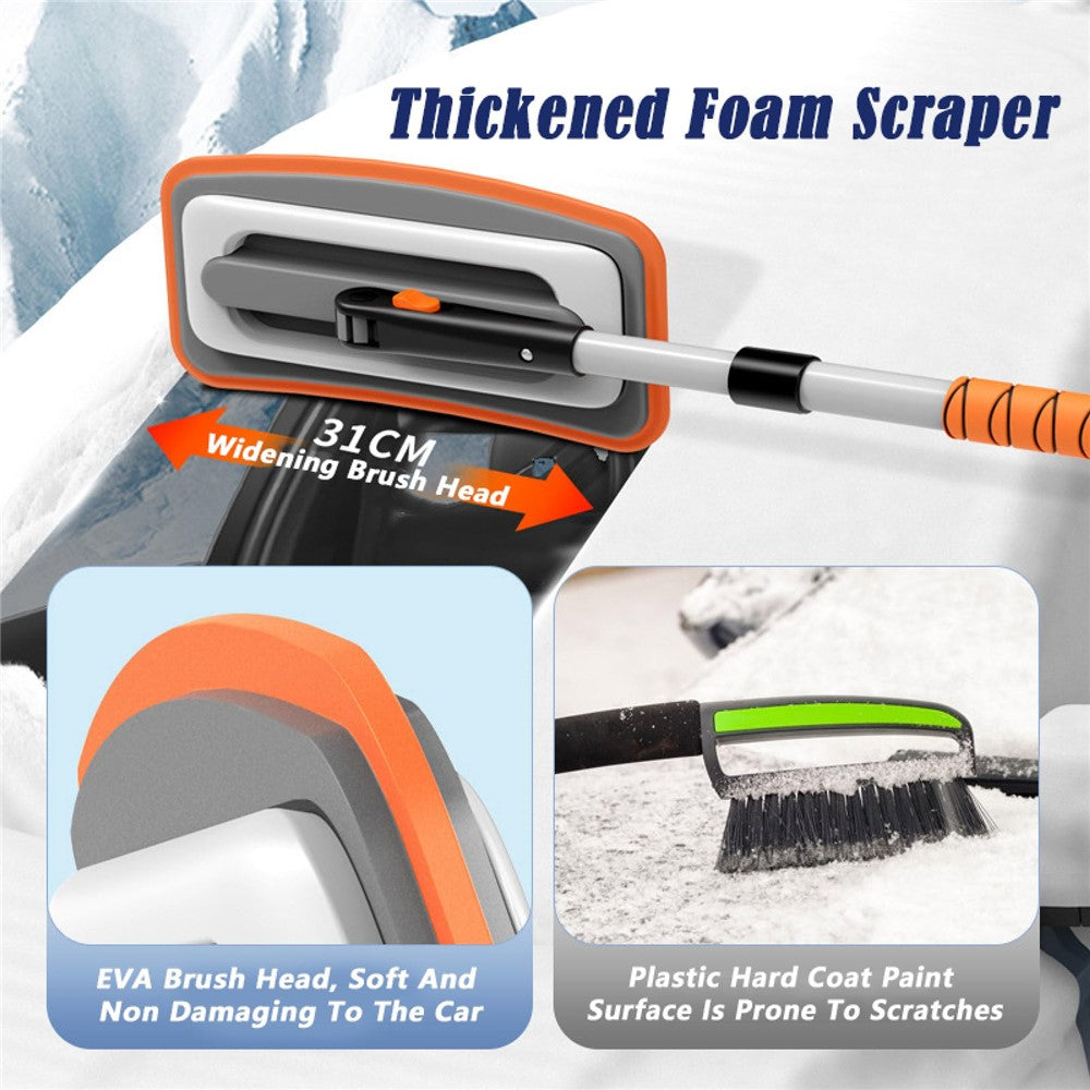 Car Snow Brush Ice Scraper 3 in 1 Extendable Aluminum Alloy Winter Snow Removal Tool