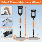 Car Snow Brush Ice Scraper 3 in 1 Extendable Aluminum Alloy Winter Snow Removal Tool