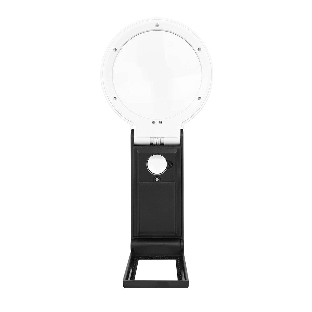 7018A 80 mm sammenklappeligt forstørrelsesglas med UV-LED-lys, 6x 25x forstørrelse til smykker, diamanter og kontanter