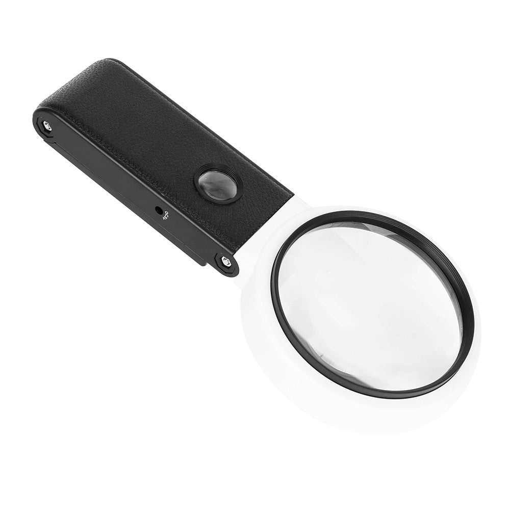 7018A 80 mm sammenklappeligt forstørrelsesglas med UV-LED-lys, 6x 25x forstørrelse til smykker, diamanter og kontanter