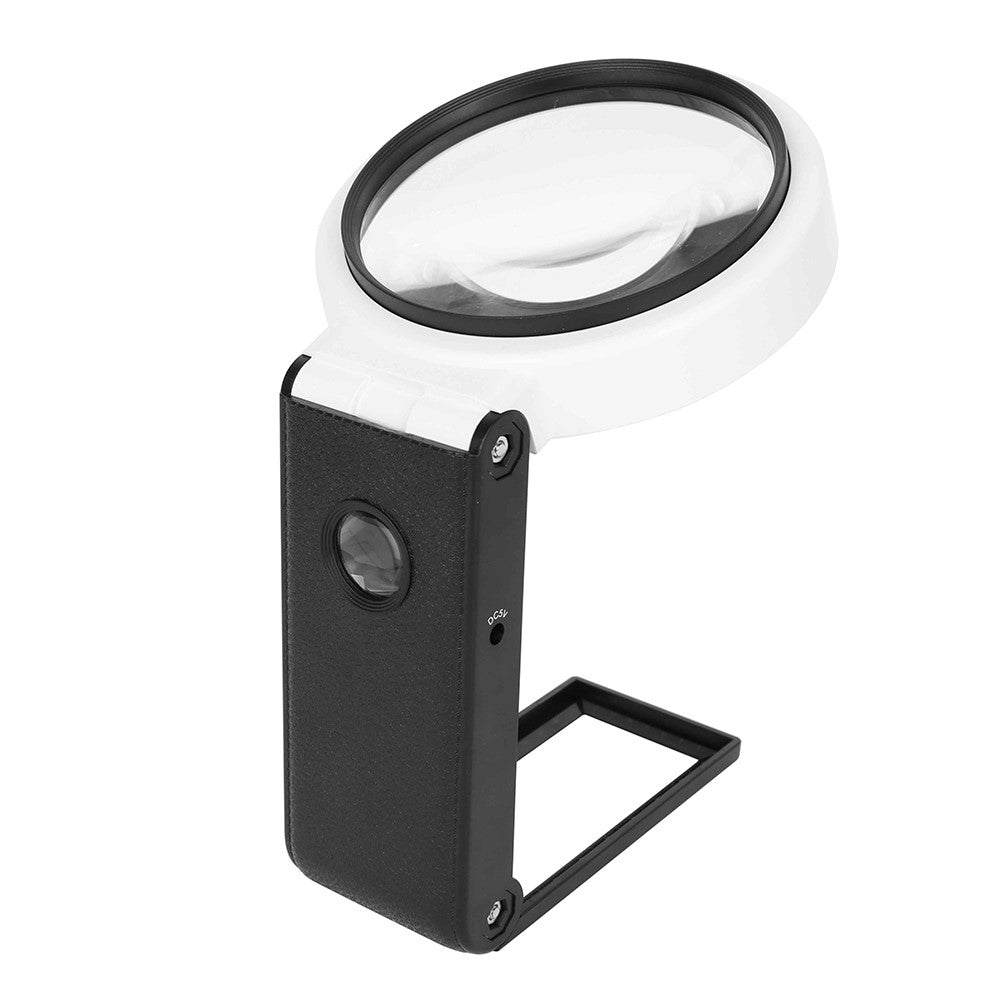 7018B 90mm UV LED-förstoringsglas Hopfällbart 5X 25X förstoringsglas för smycken, diamanter, kontanter