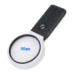 7018B 90mm UV LED-förstoringsglas Hopfällbart 5X 25X förstoringsglas för smycken, diamanter, kontanter