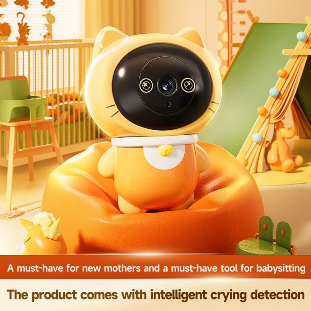 Robot Cat WiFi Babyvaktkamera Väggmonterad Tvåvägs Audiokamera med 32G TF-kort