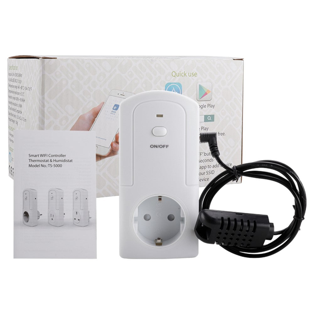 WiFi-controller, temperatur- og fugtighedssensor, smart fjernbetjening, timing-afbryder, stikdåse