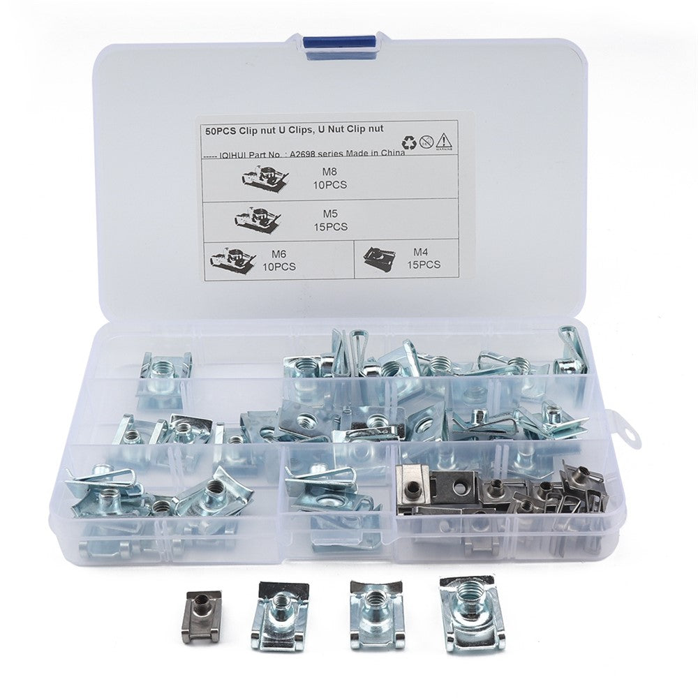 50PCS U Clips M4 M5 M6 M8 Clip-On Nuts Small Parts for Cars and Motorcycles