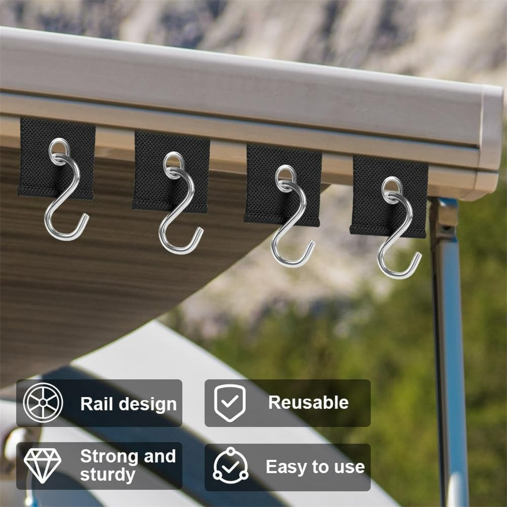 6Pcs Stainless Steel + Nylon RV Awning Rail Hooks Camping Canopy Installation Tool Eyelet Fasteners