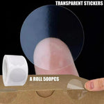 500Pcs / Roll 3cm Diameter 5C Thickness Transparent Stickers Round Self Adhesive Labels for Envelopes Gifts