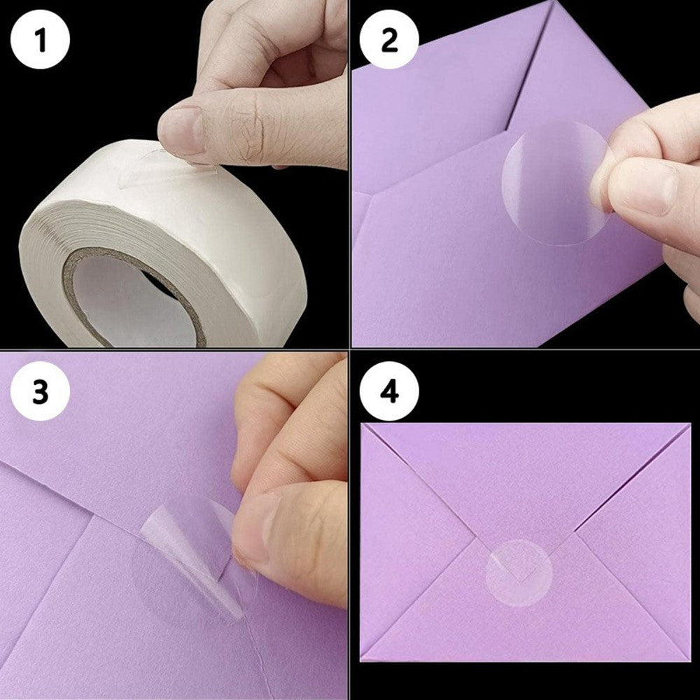 500Pcs / Roll 3cm Diameter 5C Thickness Transparent Stickers Round Self Adhesive Labels for Envelopes Gifts