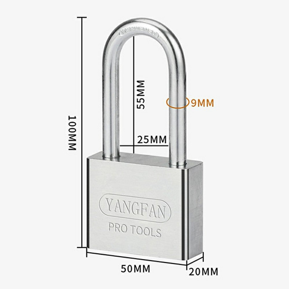 YANGFAN Waterproof Padlock 50mm Long Shackle Rustproof Security Lock with 3 Keys for Home  /  Outdoor Protection