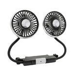 360 Degree Rotation Double Head 12V 24V Car Back Seat Fan 3-Speed Wind Adjustment USB Cooling Fan