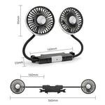 360 Degree Rotation Double Head 12V 24V Car Back Seat Fan 3-Speed Wind Adjustment USB Cooling Fan
