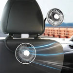 360 Degree Rotation Double Head 12V 24V Car Back Seat Fan 3-Speed Wind Adjustment USB Cooling Fan