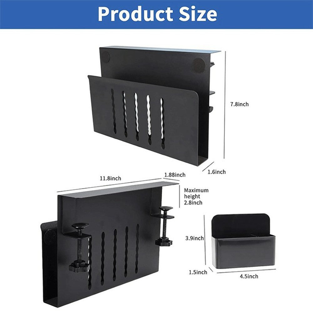 Desktop Side Storage Organizer Rack Clamp-On Laptop Holder With Pen Holder No Drilling For Office