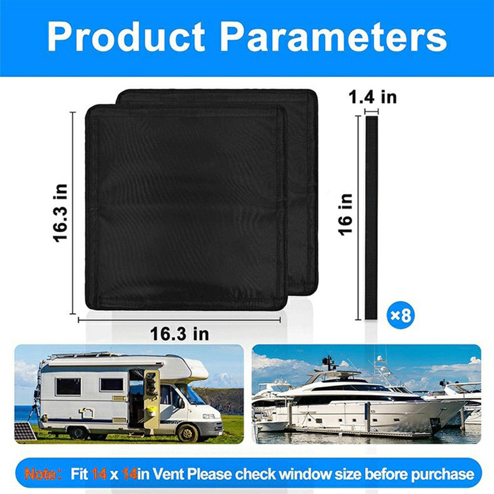 2 delar takfönsterskydd på 16,3x16,3 tum för husvagn med 4 lager, isolerande tejp för 14x14 tums ventilationslucka i husvagn