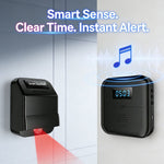 308 ABS Wireless Motion Sensor Doorbell Alarm 38 Ringtones LED Clock Display, EU Plug