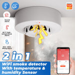 228WT-W 2-in-1 WiFi Smoke Detector with Temperature & Humidity Sensor Support Sound Alarm / Voice Control