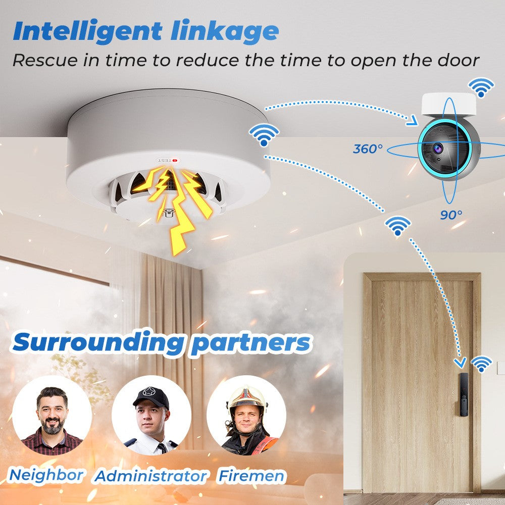 228WT-W 2-in-1 WiFi Smoke Detector with Temperature & Humidity Sensor Support Sound Alarm / Voice Control