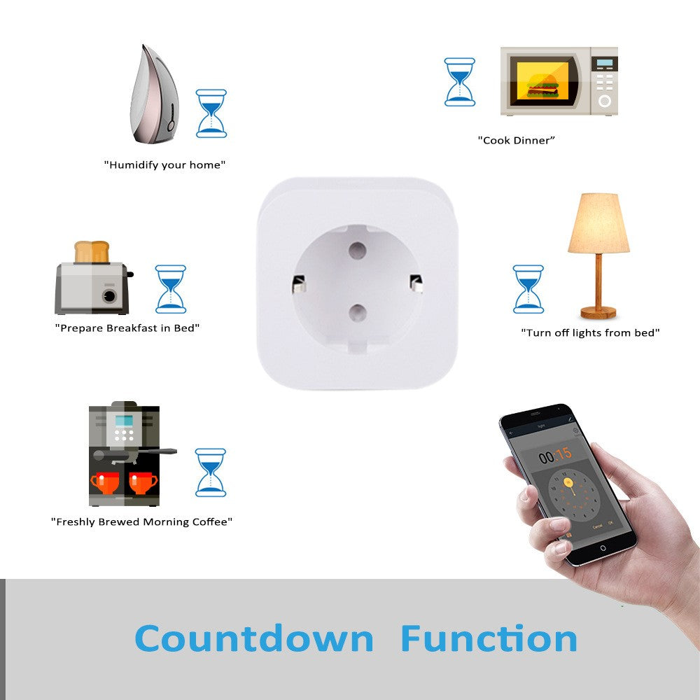 Tuya WiFi EU Plug 16A Socket with Power Metering APP Control Outlet Support Timing Function