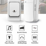 WHM07 Wireless Doorbell Set Receiver + Transmitter Electronic Remote Door Bell, US Plug