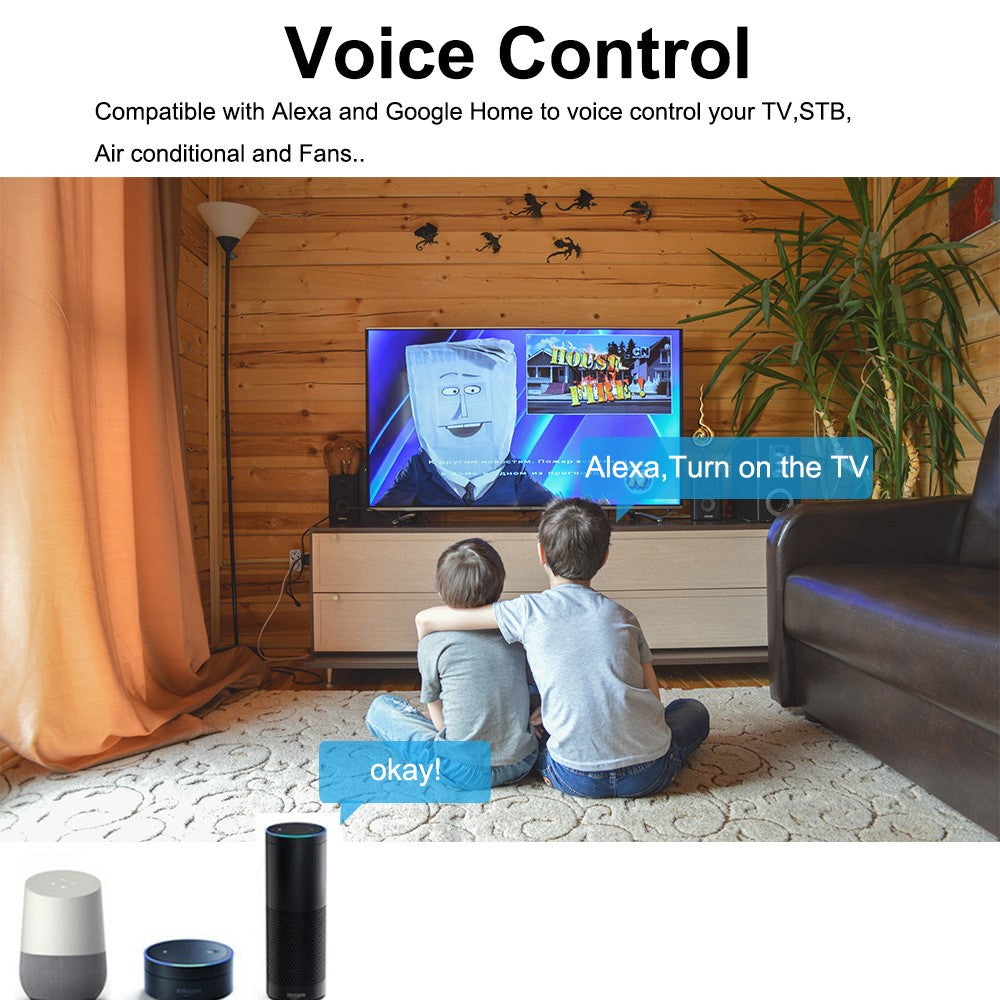 Tuya WiFi Infrarød Fjernbetjening Stemmestyring Smart Hjemmestyring til TV, Aircondition og Ventilator