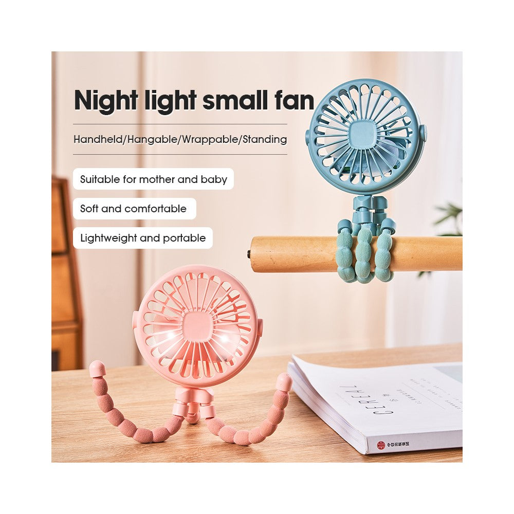 Portable Baby Stroller Octopus Fan USB Rechargeable Flexible Legs 3 Wind Speed Summer Cooling Fan