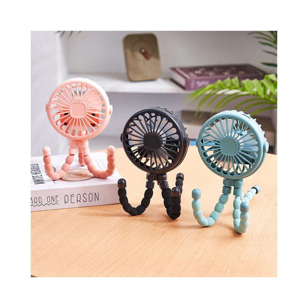 Portable Baby Stroller Octopus Fan USB Rechargeable Flexible Legs 3 Wind Speed Summer Cooling Fan