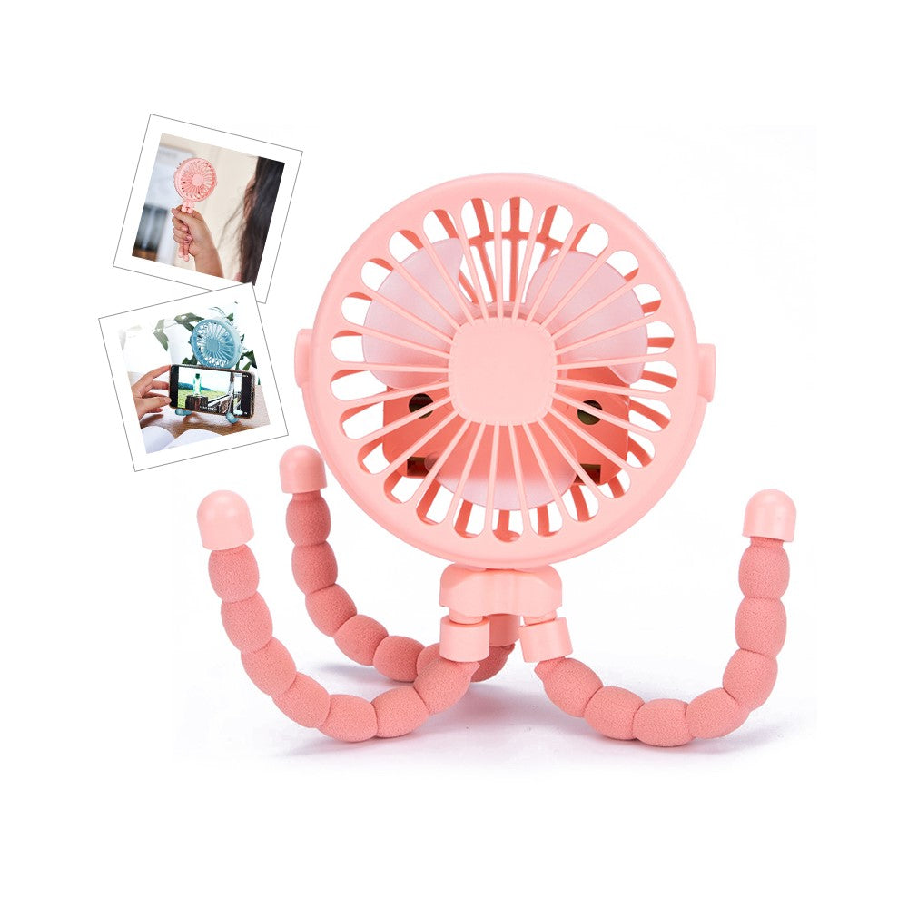 Portable Baby Stroller Octopus Fan USB Rechargeable Flexible Legs 3 Wind Speed Summer Cooling Fan
